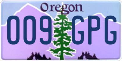 OR license plate 009GPG