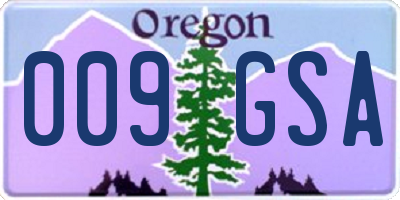 OR license plate 009GSA