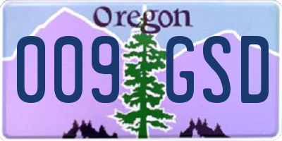 OR license plate 009GSD
