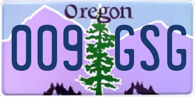 OR license plate 009GSG