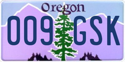 OR license plate 009GSK