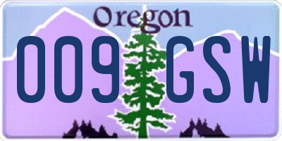 OR license plate 009GSW