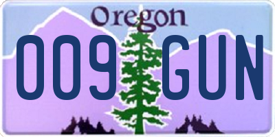 OR license plate 009GUN