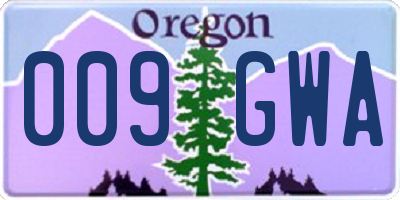 OR license plate 009GWA