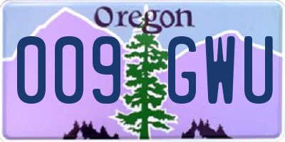 OR license plate 009GWU
