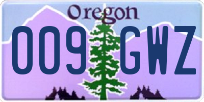 OR license plate 009GWZ