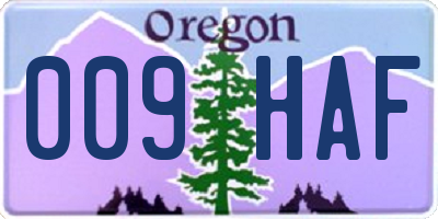 OR license plate 009HAF
