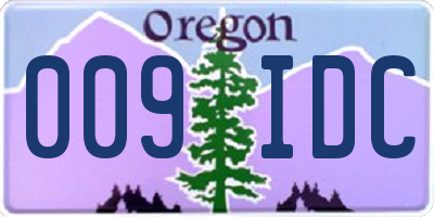 OR license plate 009IDC