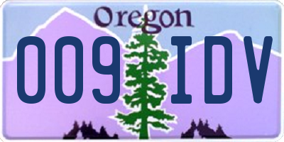 OR license plate 009IDV