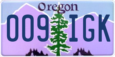 OR license plate 009IGK
