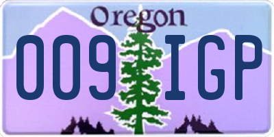 OR license plate 009IGP