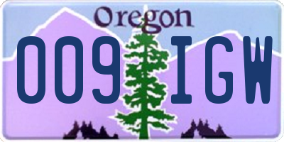 OR license plate 009IGW