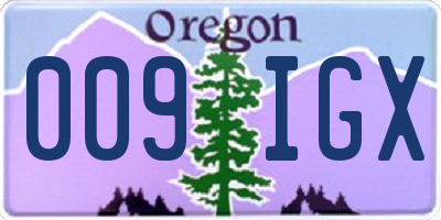 OR license plate 009IGX