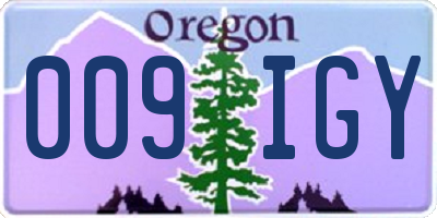 OR license plate 009IGY
