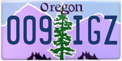OR license plate 009IGZ