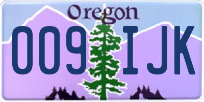 OR license plate 009IJK