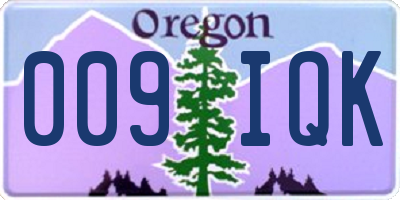 OR license plate 009IQK