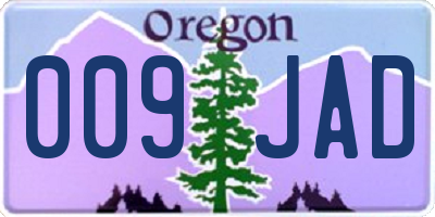 OR license plate 009JAD