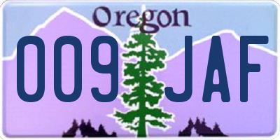 OR license plate 009JAF