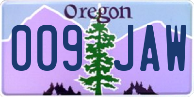 OR license plate 009JAW