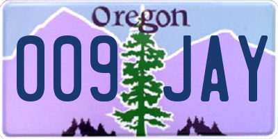 OR license plate 009JAY