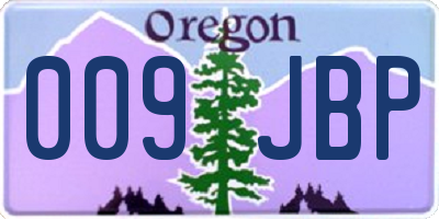 OR license plate 009JBP
