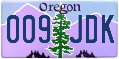 OR license plate 009JDK