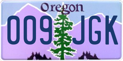 OR license plate 009JGK