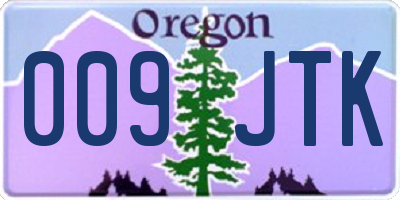 OR license plate 009JTK