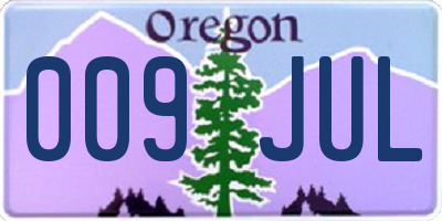 OR license plate 009JUL