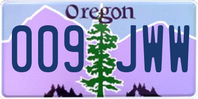 OR license plate 009JWW