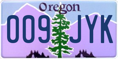 OR license plate 009JYK
