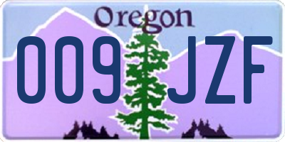 OR license plate 009JZF