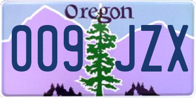 OR license plate 009JZX