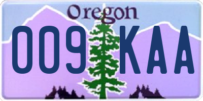 OR license plate 009KAA