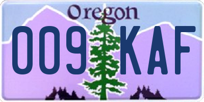 OR license plate 009KAF