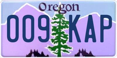 OR license plate 009KAP