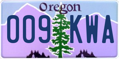 OR license plate 009KWA