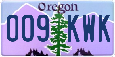 OR license plate 009KWK
