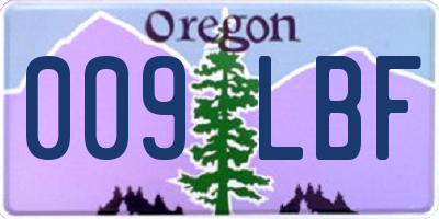 OR license plate 009LBF