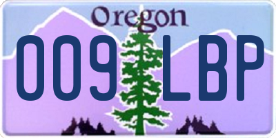 OR license plate 009LBP