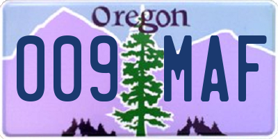 OR license plate 009MAF