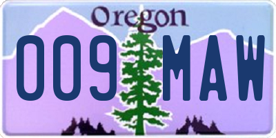 OR license plate 009MAW