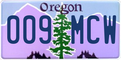 OR license plate 009MCW