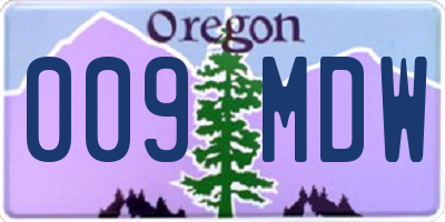 OR license plate 009MDW