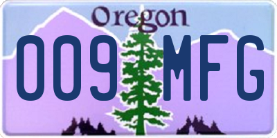 OR license plate 009MFG