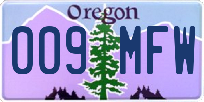 OR license plate 009MFW