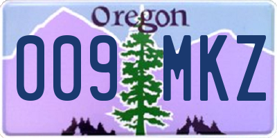 OR license plate 009MKZ
