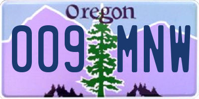 OR license plate 009MNW