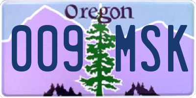 OR license plate 009MSK